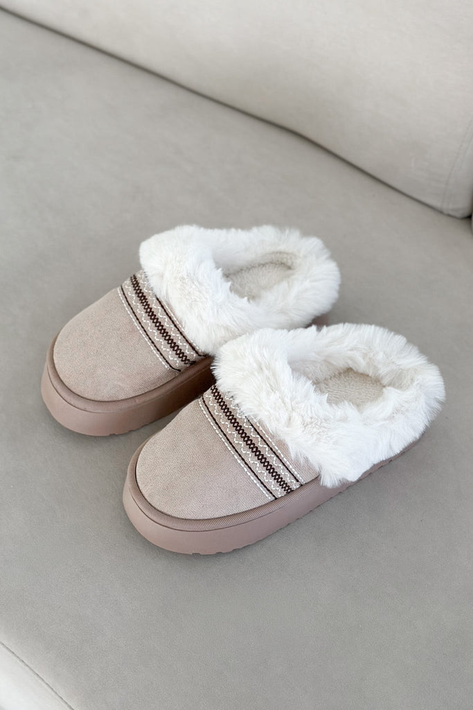 Willow Vegan Suede Mule Slipper in Bone - Neutral Ground