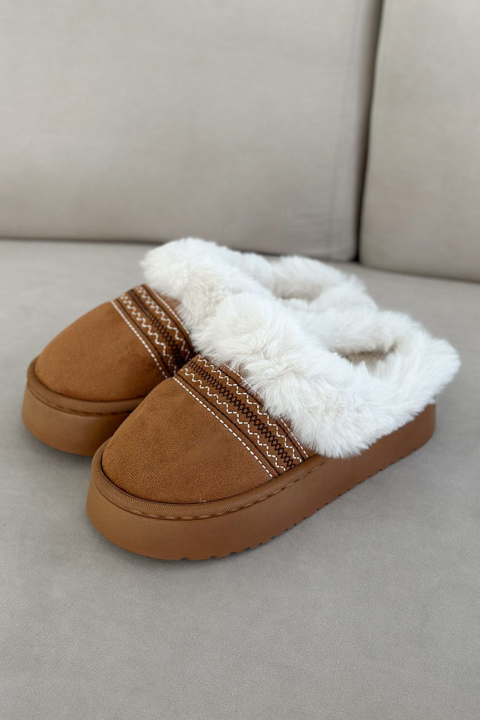 Willow Vegan Suede Mule Slipper in Camel - Neutral Ground
