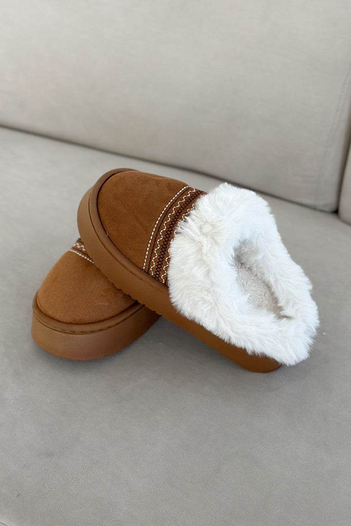 Willow Vegan Suede Mule Slipper in Camel - Neutral Ground