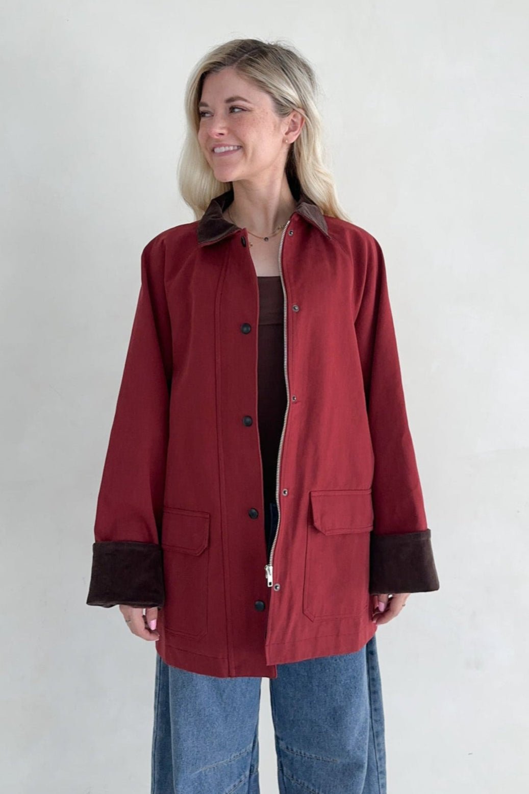 Windsor Corduroy Detail Barn Jacket in Sienna - Neutral Ground