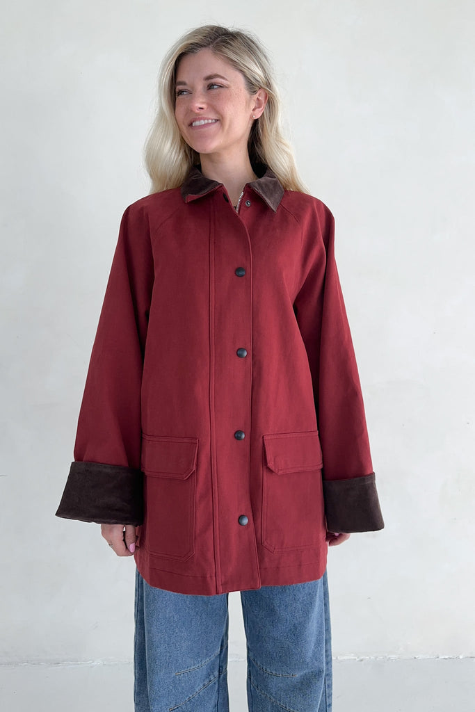 Windsor Corduroy Detail Barn Jacket in Sienna - Neutral Ground