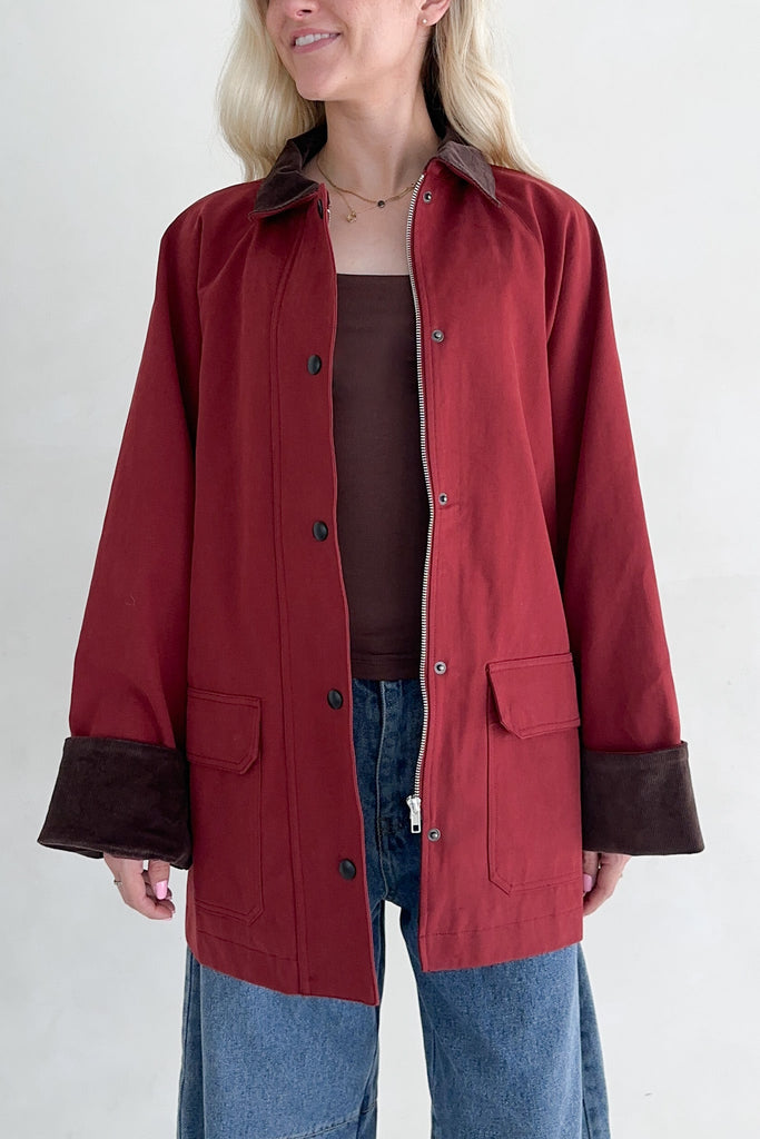 Windsor Corduroy Detail Barn Jacket in Sienna - Neutral Ground