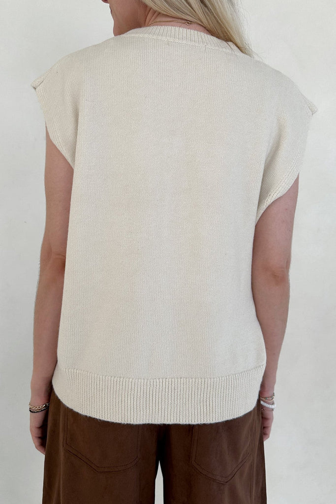 Winnie Teddy Sweater Vest in Cream - Neutral Ground