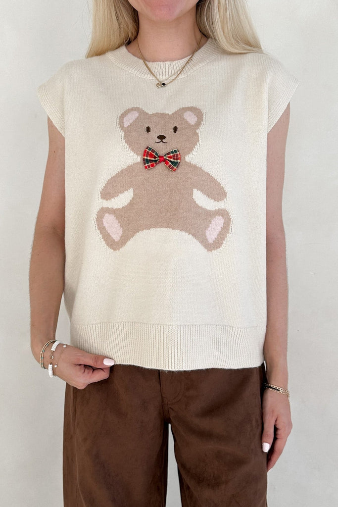 Winnie Teddy Sweater Vest in Cream - Neutral Ground