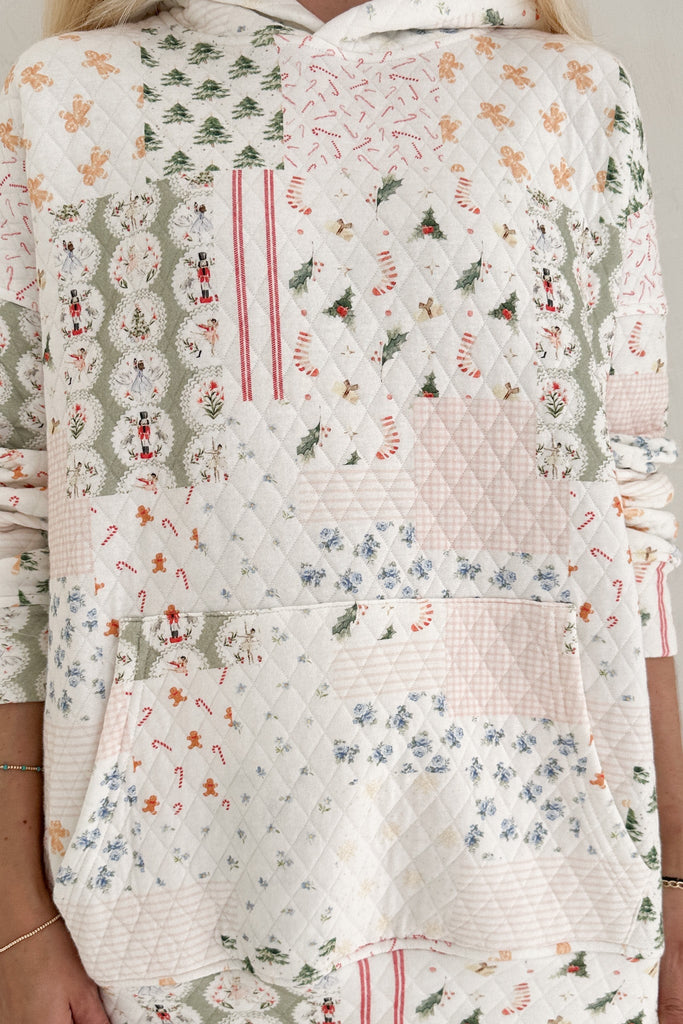 Wonderland Quilted Holiday Hoodie - Neutral Ground