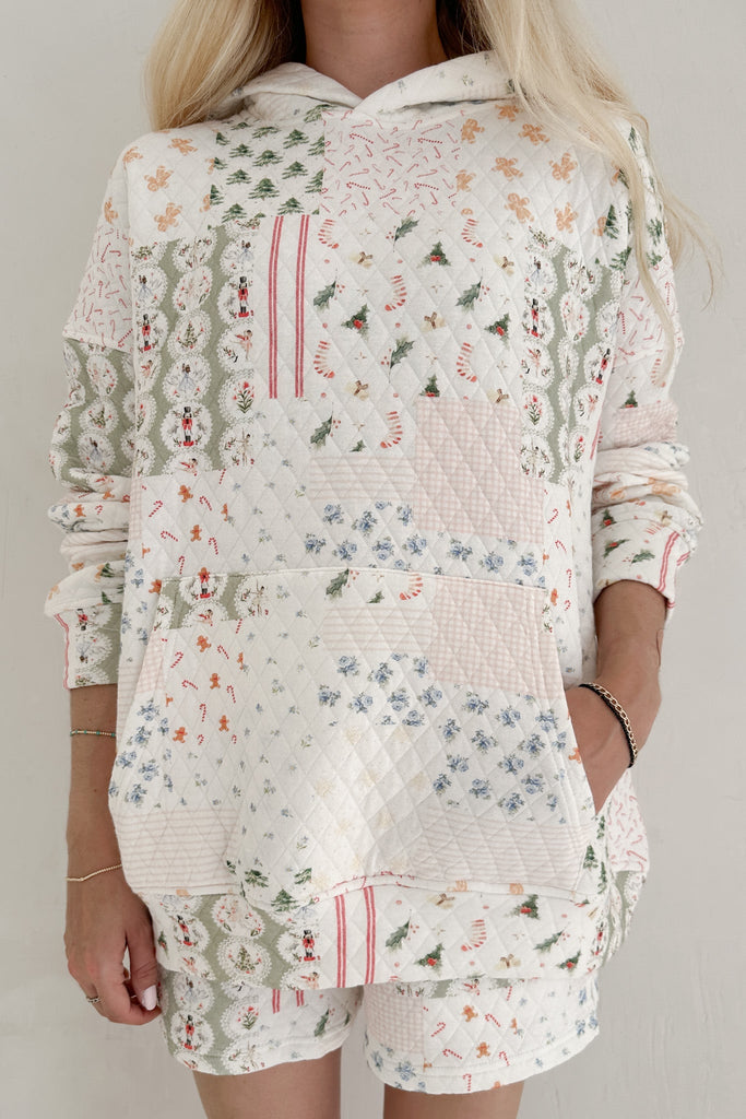 Wonderland Quilted Holiday Hoodie - Neutral Ground