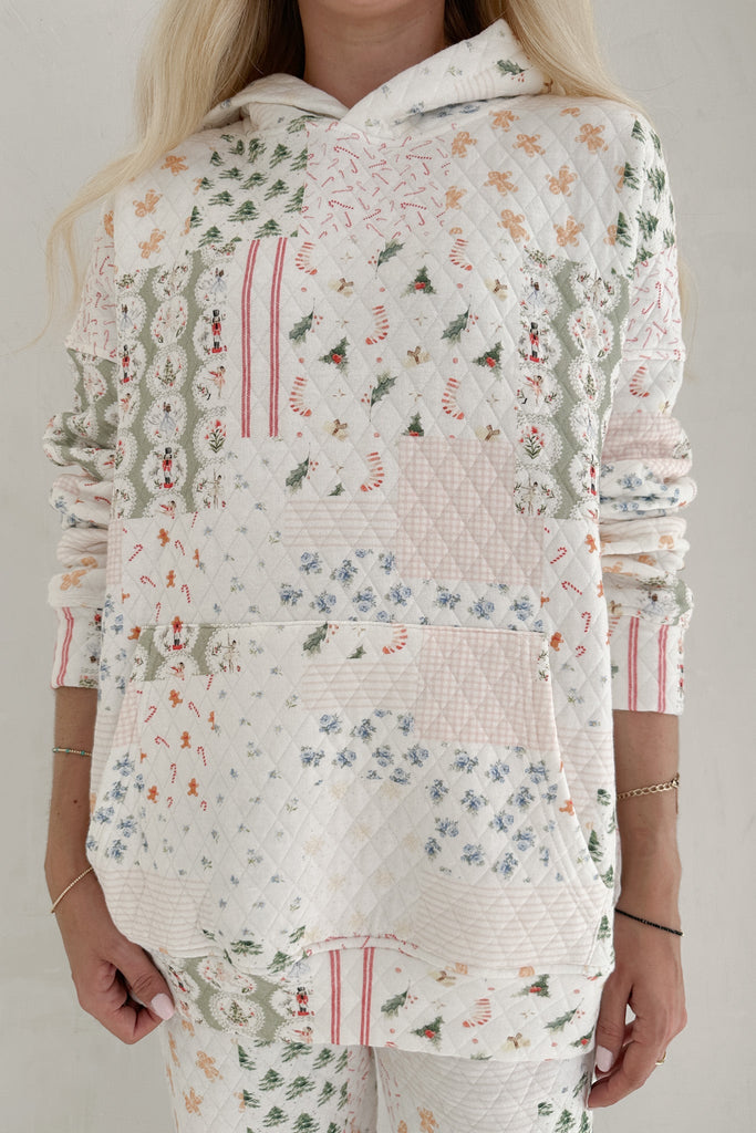 Wonderland Quilted Holiday Hoodie - Neutral Ground
