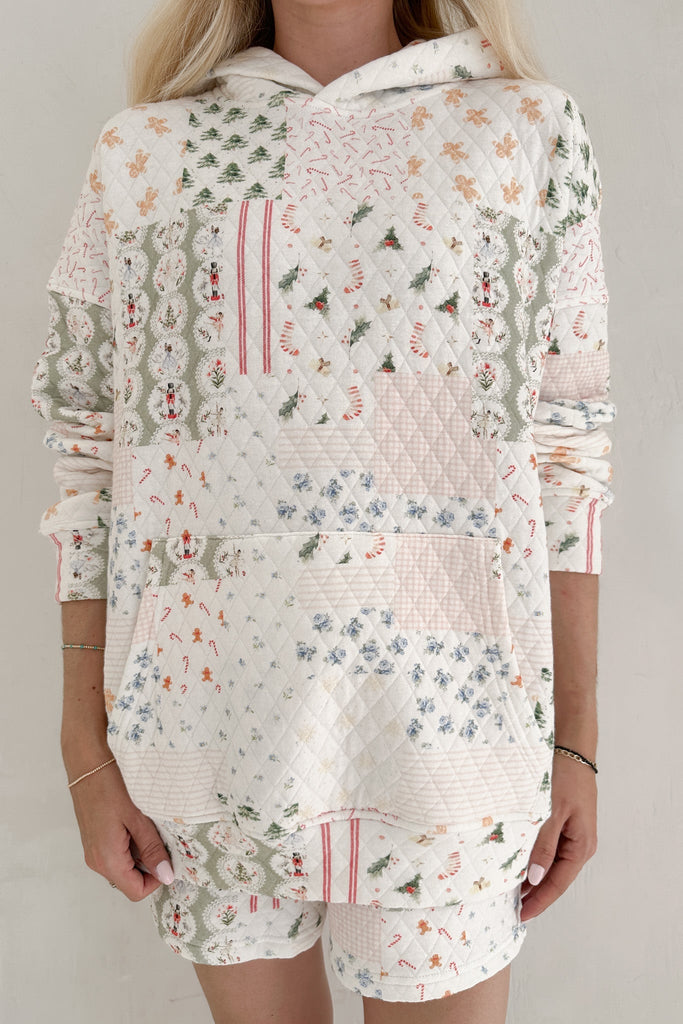 Wonderland Quilted Holiday Hoodie - Neutral Ground