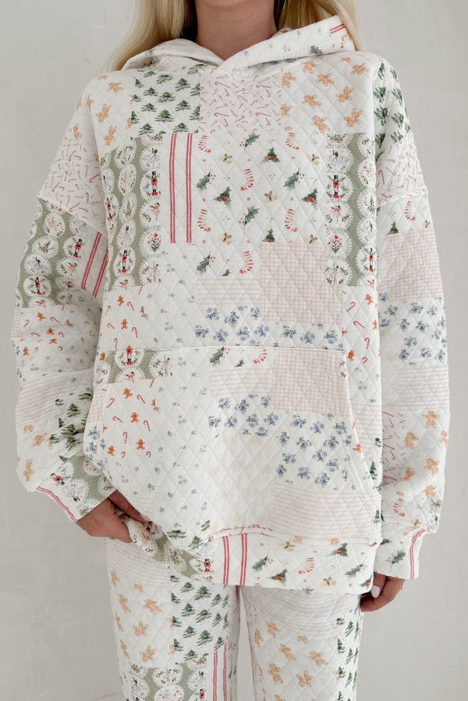 Wonderland Quilted Holiday Hoodie - Neutral Ground
