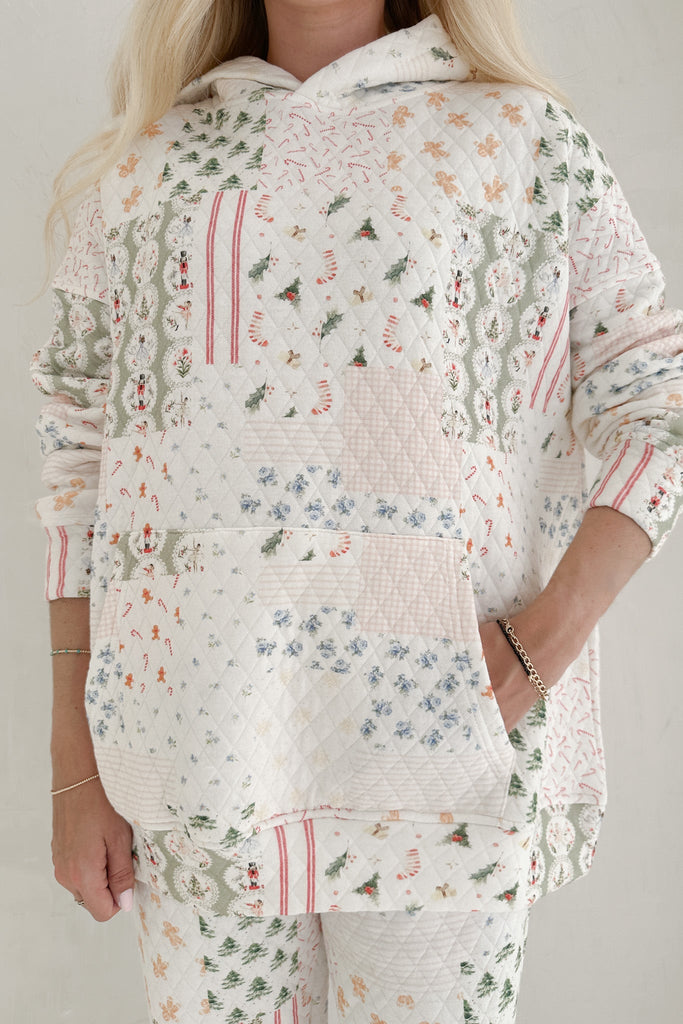 Wonderland Quilted Holiday Hoodie - Neutral Ground