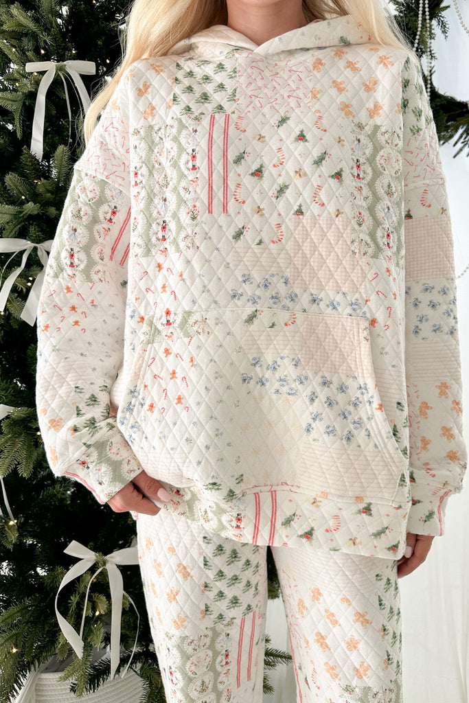 Wonderland Quilted Holiday Hoodie - Neutral Ground