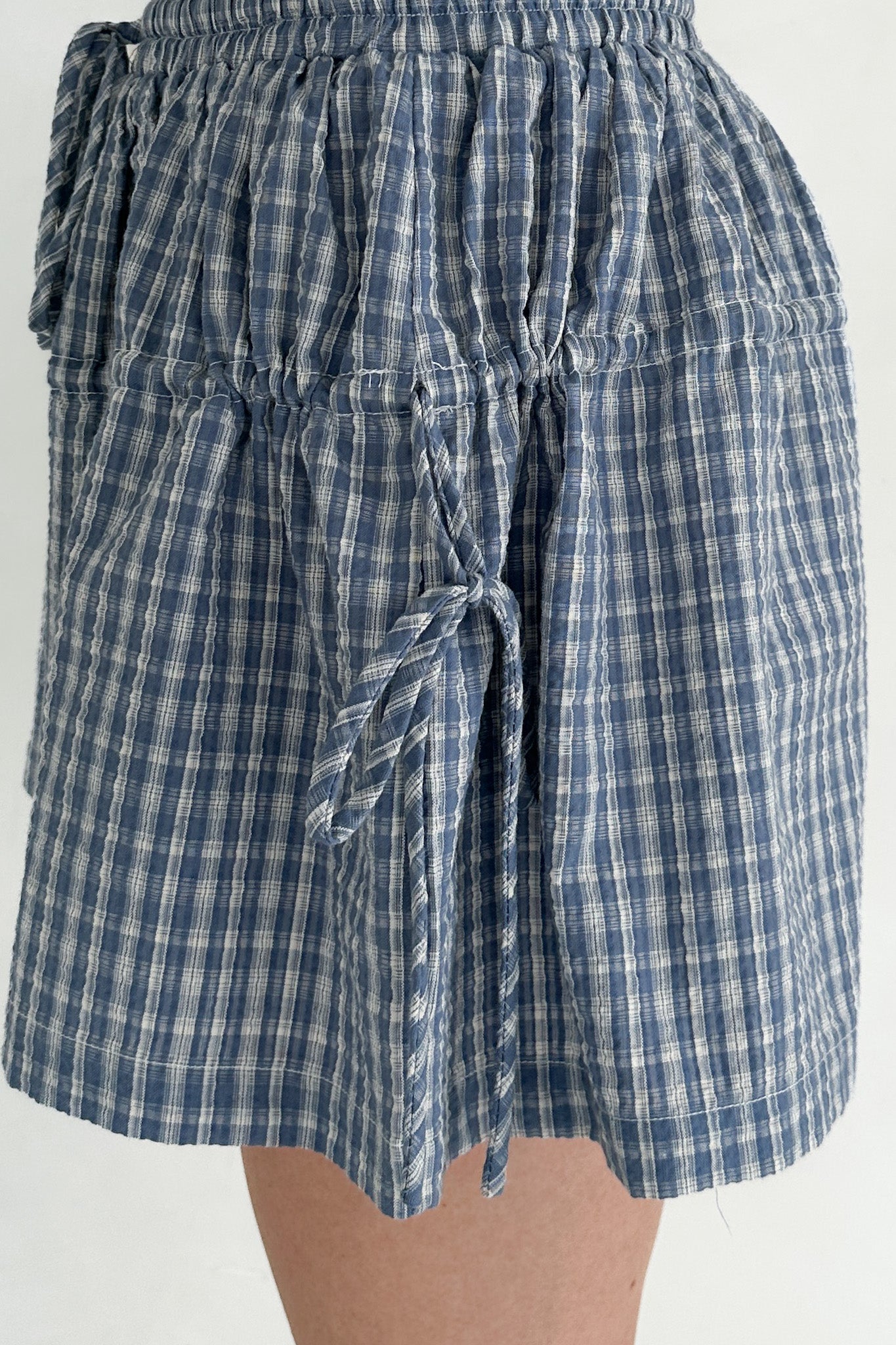 Wren Wide Leg Plaid Drawstring Shorts - Neutral Ground