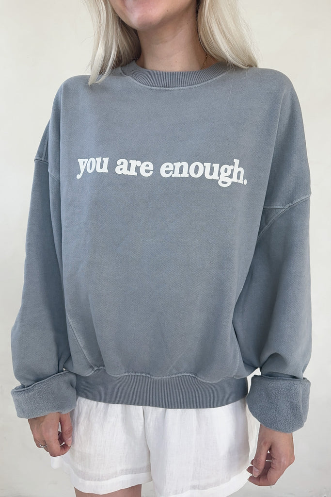 You Are Enough Sundays Sweatshirt in Dove - Neutral Ground