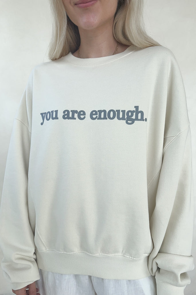 You Are Enough Sundays Sweatshirt in Vanilla - Neutral Ground