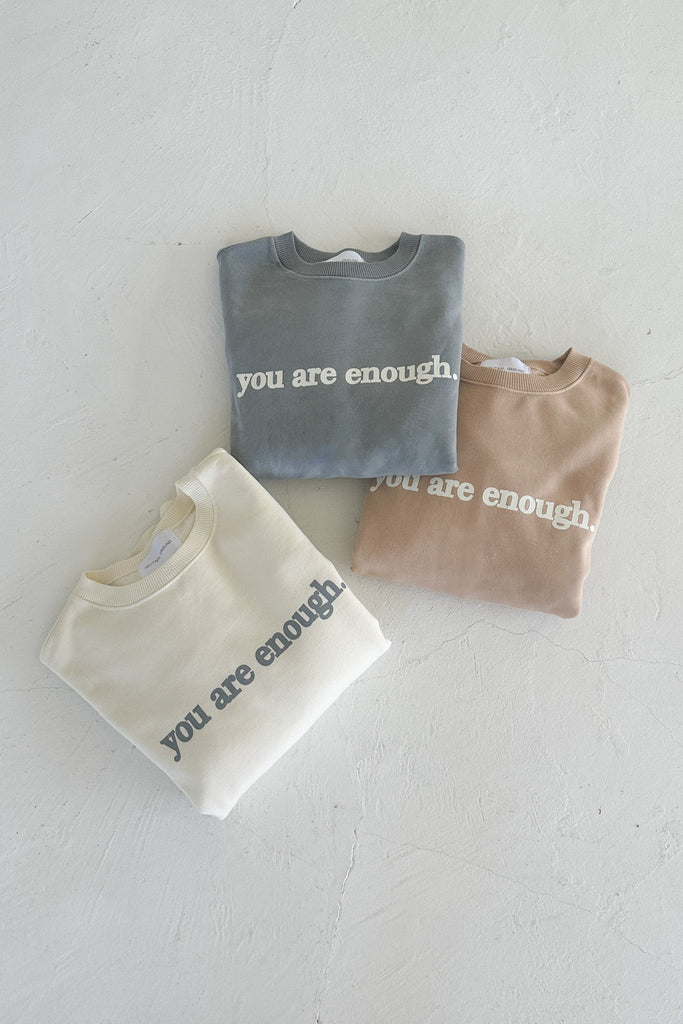 You Are Enough Sundays Sweatshirt in Vanilla - Neutral Ground