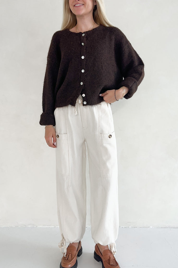 Zoe Cotton Pants in Cream - Neutral Ground