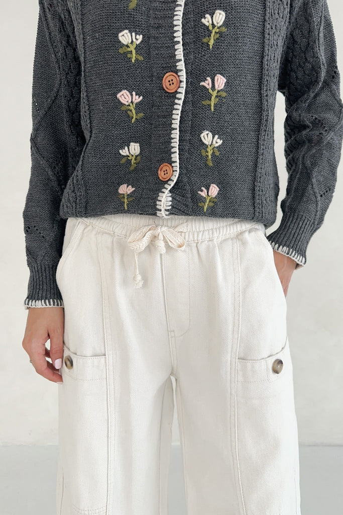 Zoe Cotton Pants in Cream - Neutral Ground