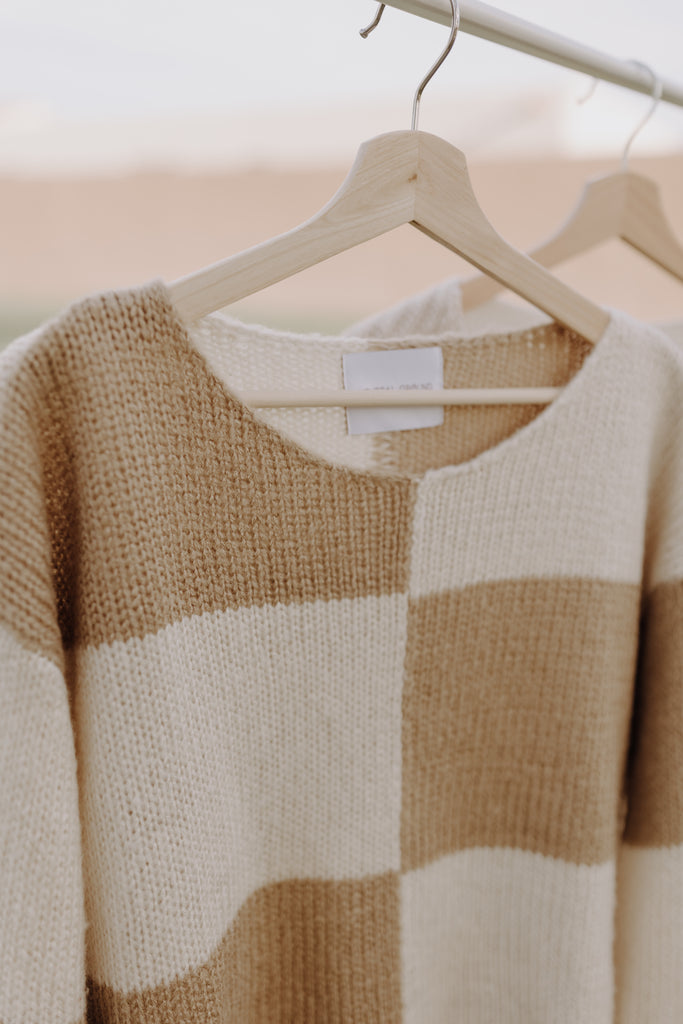 Lakeside Checkered Sweater - Neutral Ground