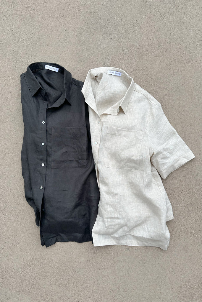 Nantucket Linen Button Down Shirt in Coal