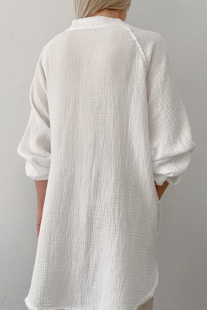 Olivia Cotton Gauze Oversized Shirt in White