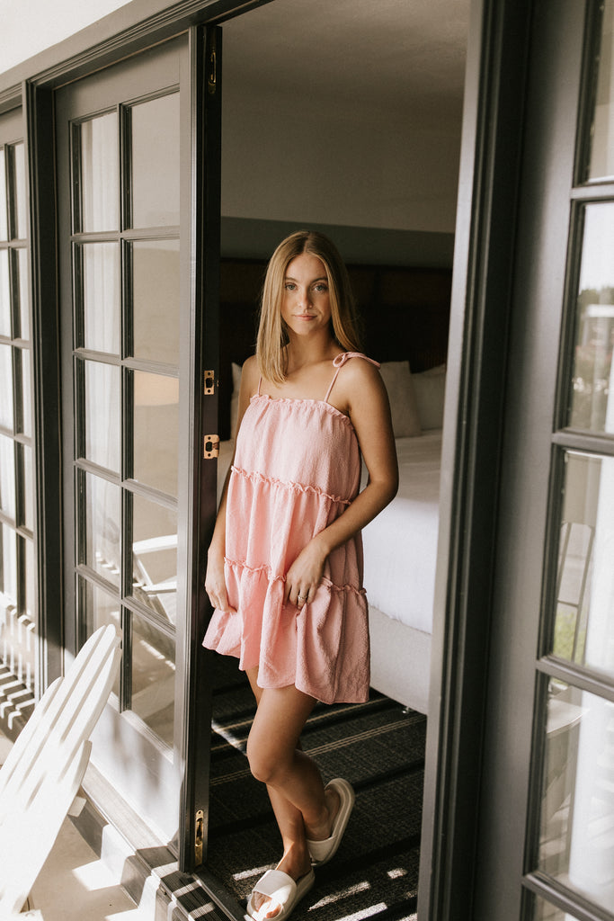 Raleigh Mini Dress in Pink - Neutral Ground