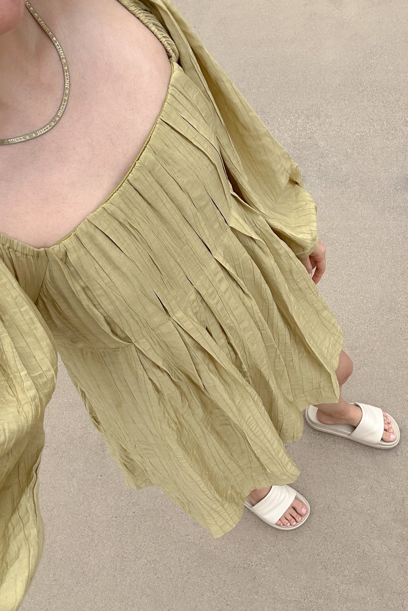 Belmont Square Neck Babydoll Dress - Neutral Ground