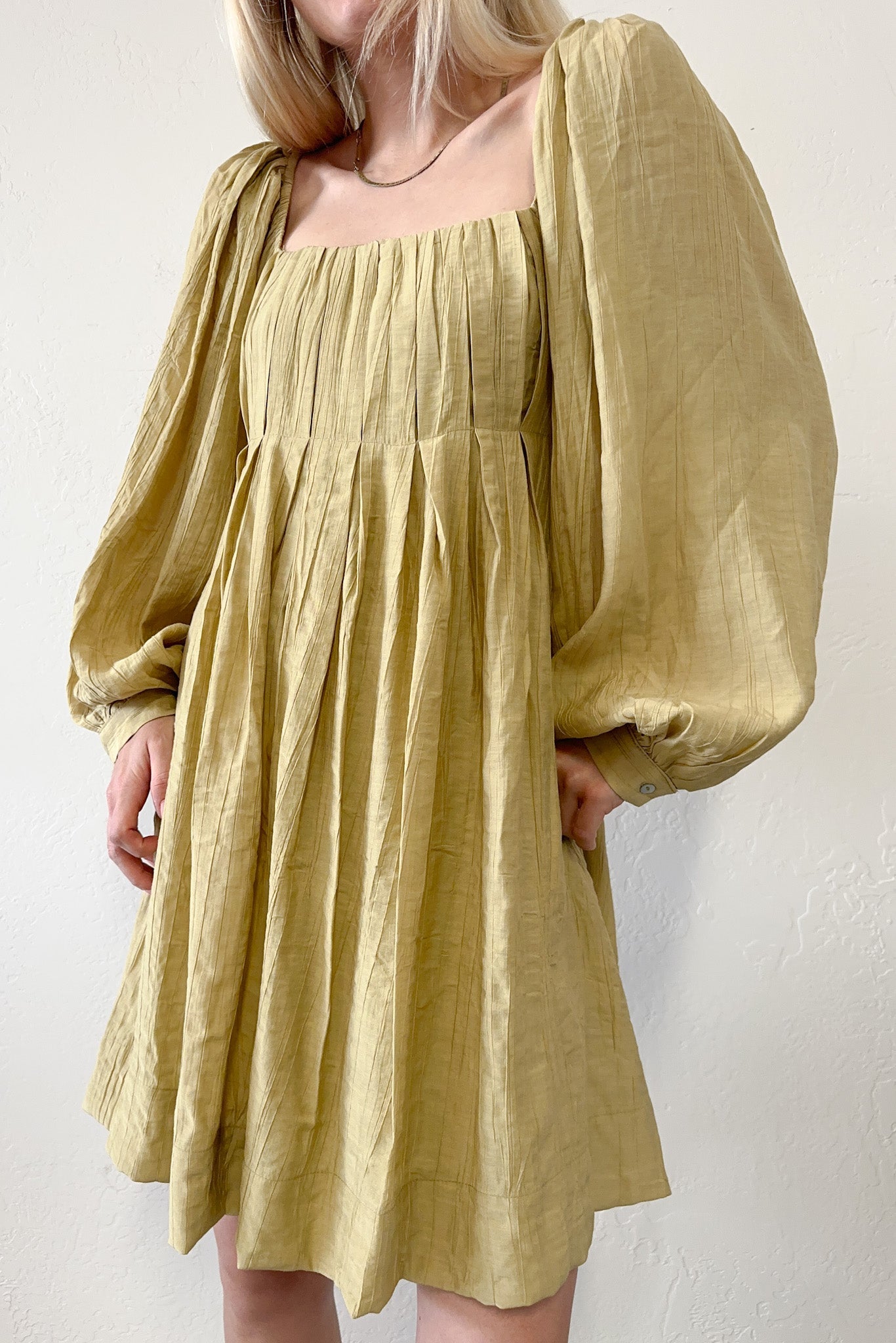 Belmont Square Neck Babydoll Dress - Neutral Ground