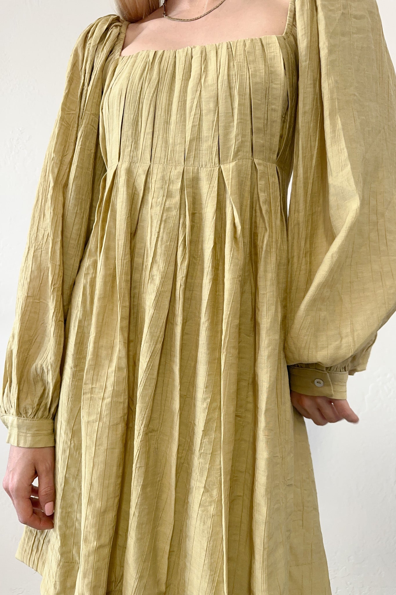 Belmont Square Neck Babydoll Dress - Neutral Ground