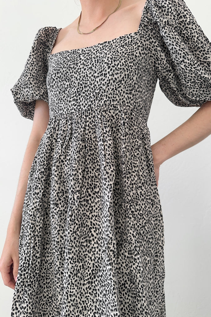 Bonnie Puffed Sleeve Babydoll Dress - Neutral Ground