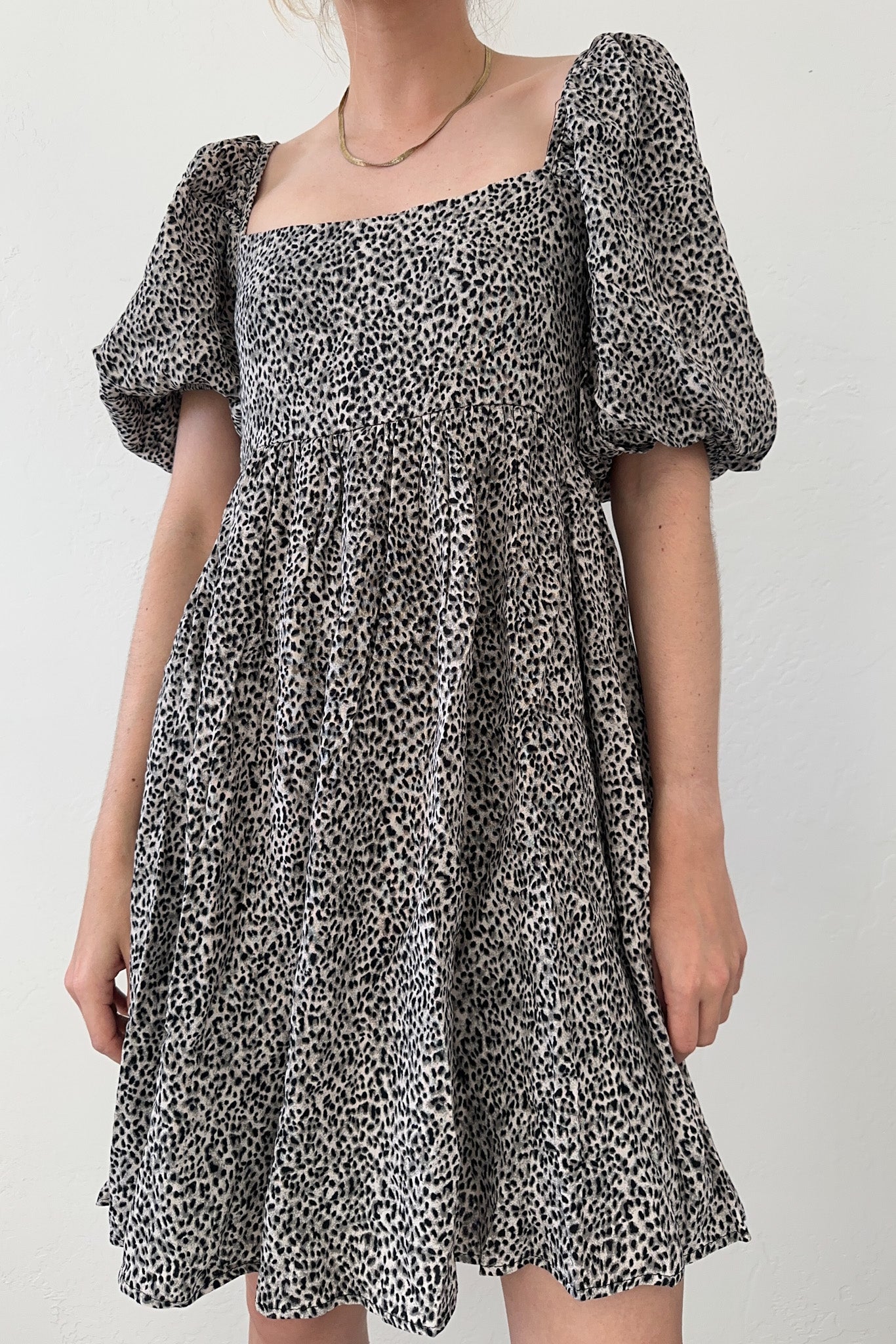 Bonnie Puffed Sleeve Babydoll Dress - Neutral Ground