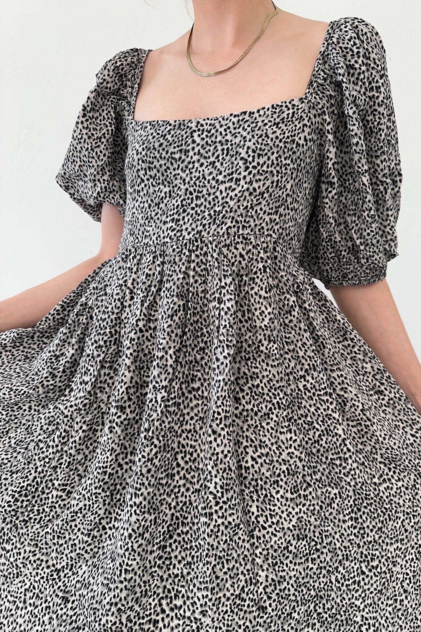 Bonnie Puffed Sleeve Babydoll Dress - Neutral Ground