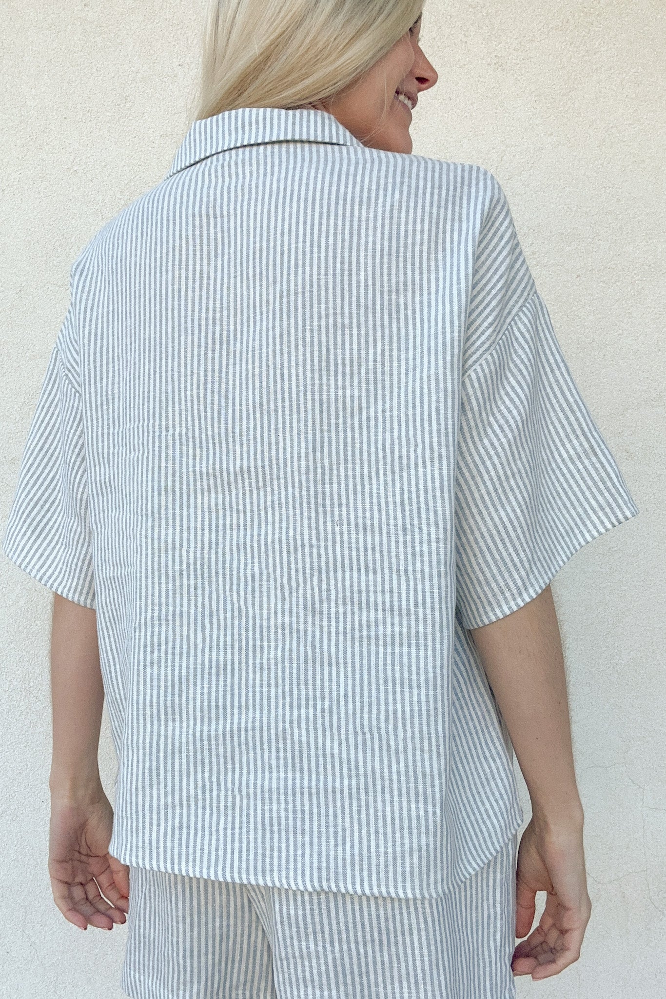 Emilie Striped Linen Button Down Shirt - Neutral Ground