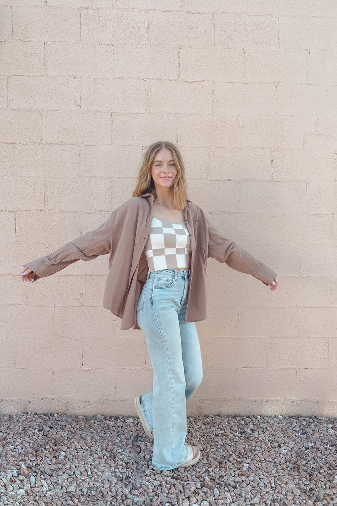 Hannah Button Down Shirt - Neutral Ground