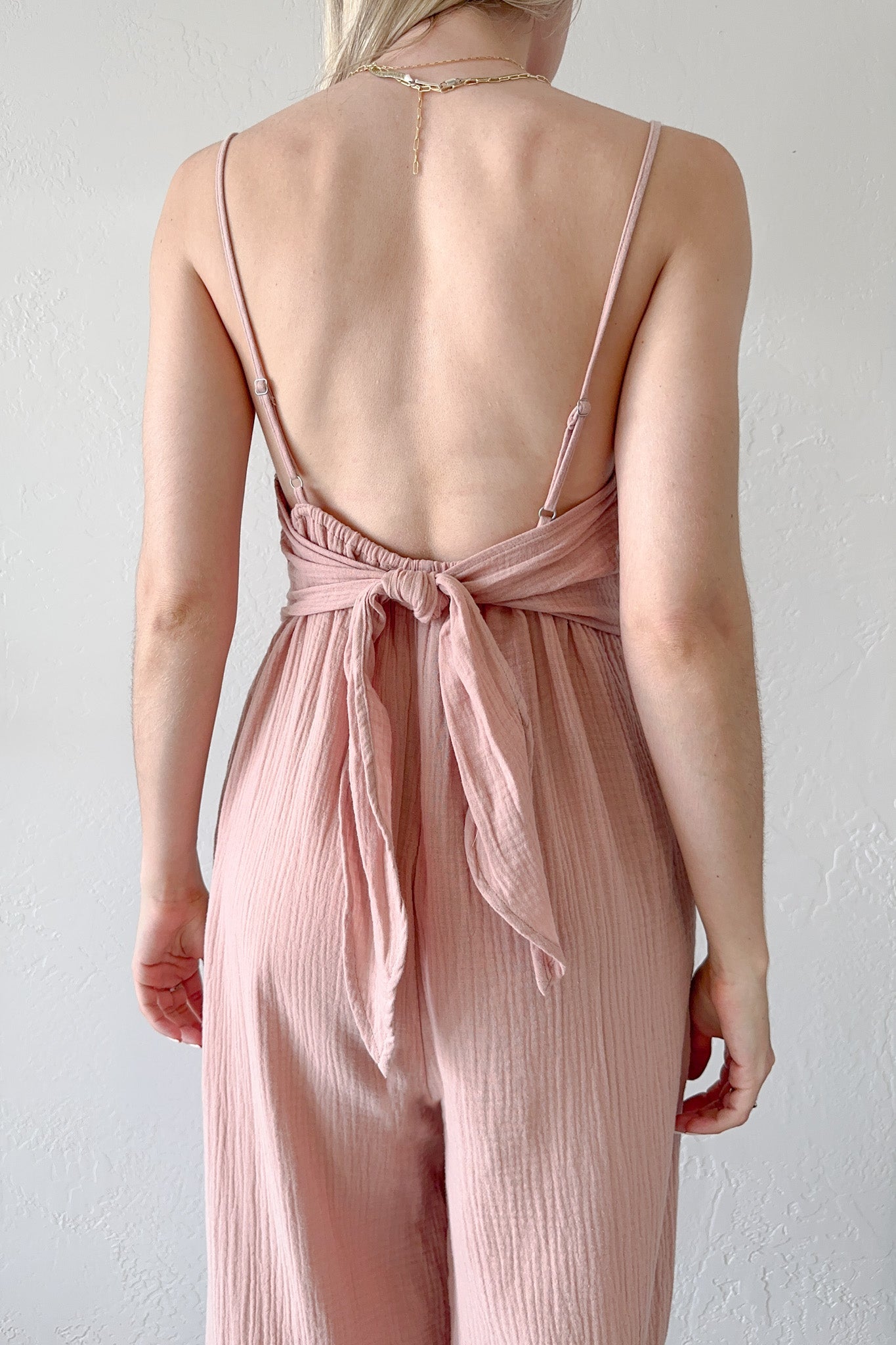 Hillside Cotton Tie Back Jumpsuit - Neutral Ground