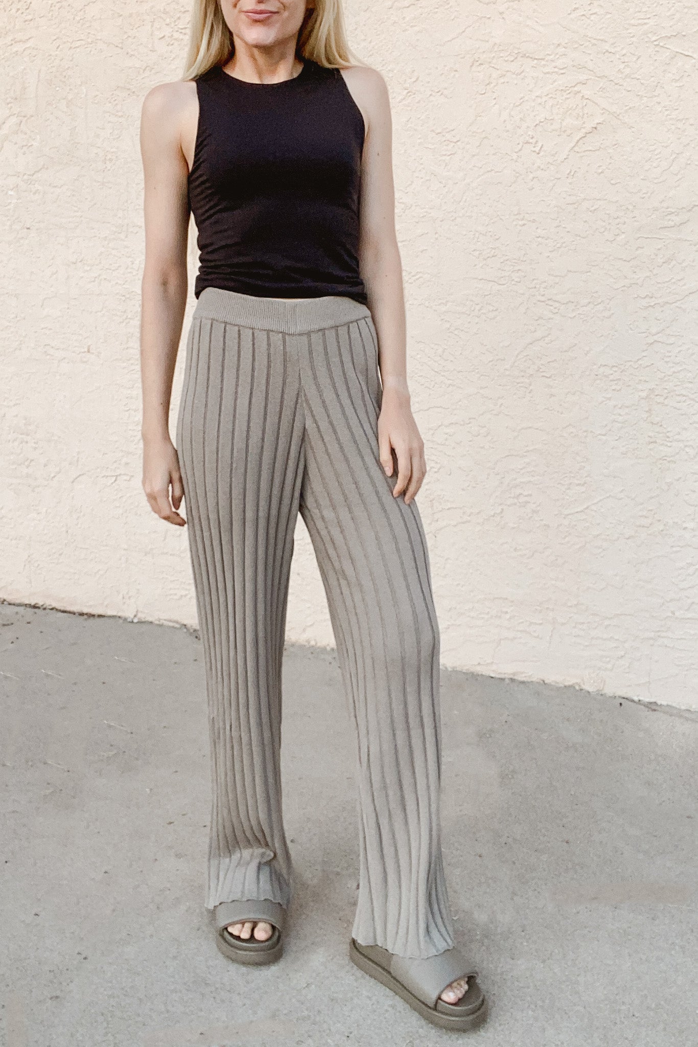 Liesl Ribbed Knit Pant - Neutral Ground