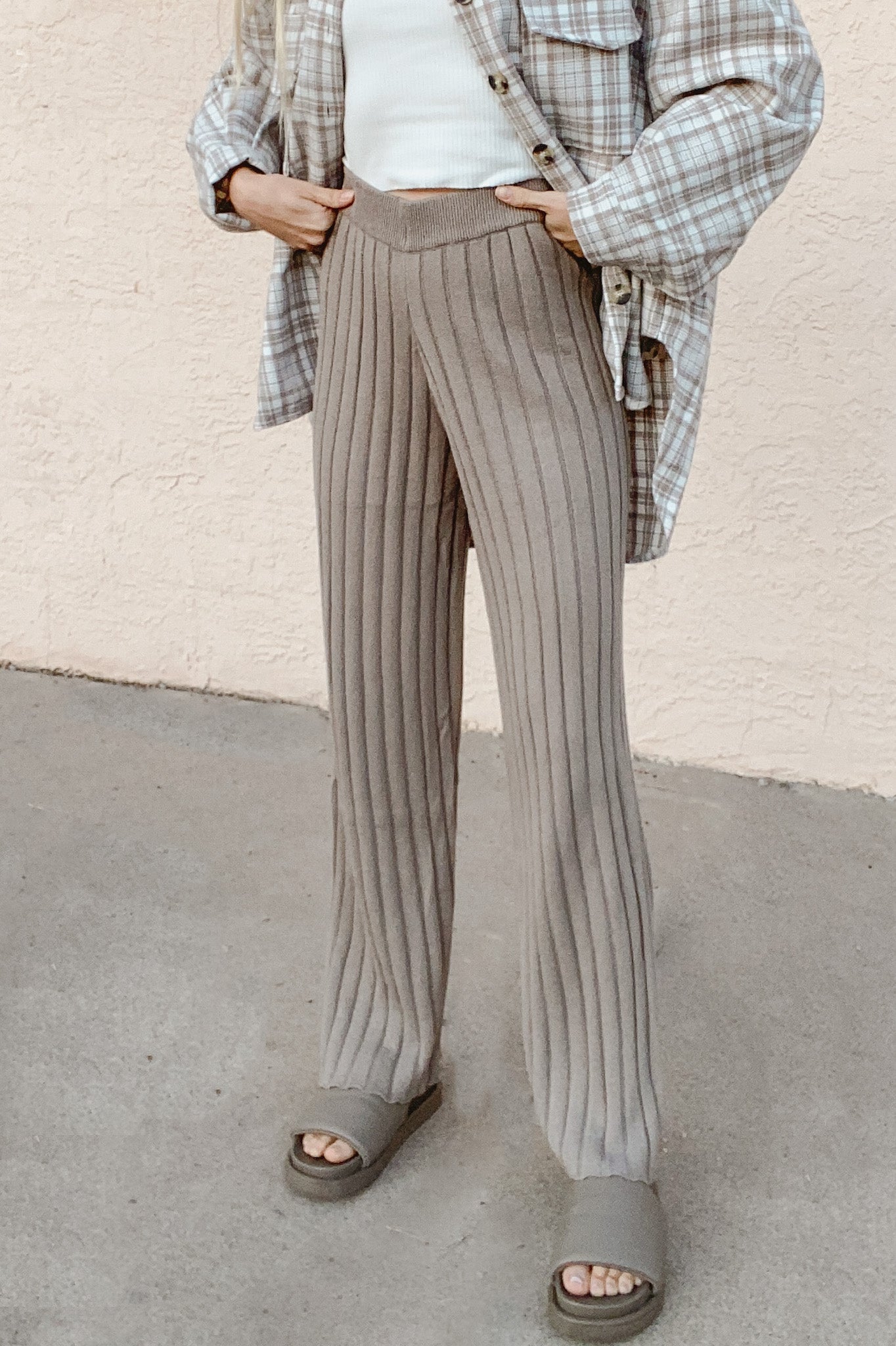 Liesl Ribbed Knit Pant - Neutral Ground