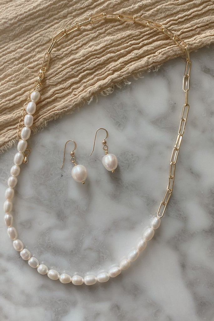 Sunshine Pearl Chain Necklace - Neutral Ground