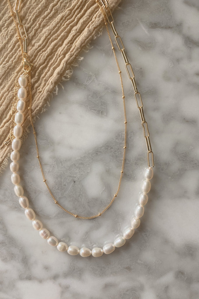 Sunshine Pearl Chain Necklace - Neutral Ground