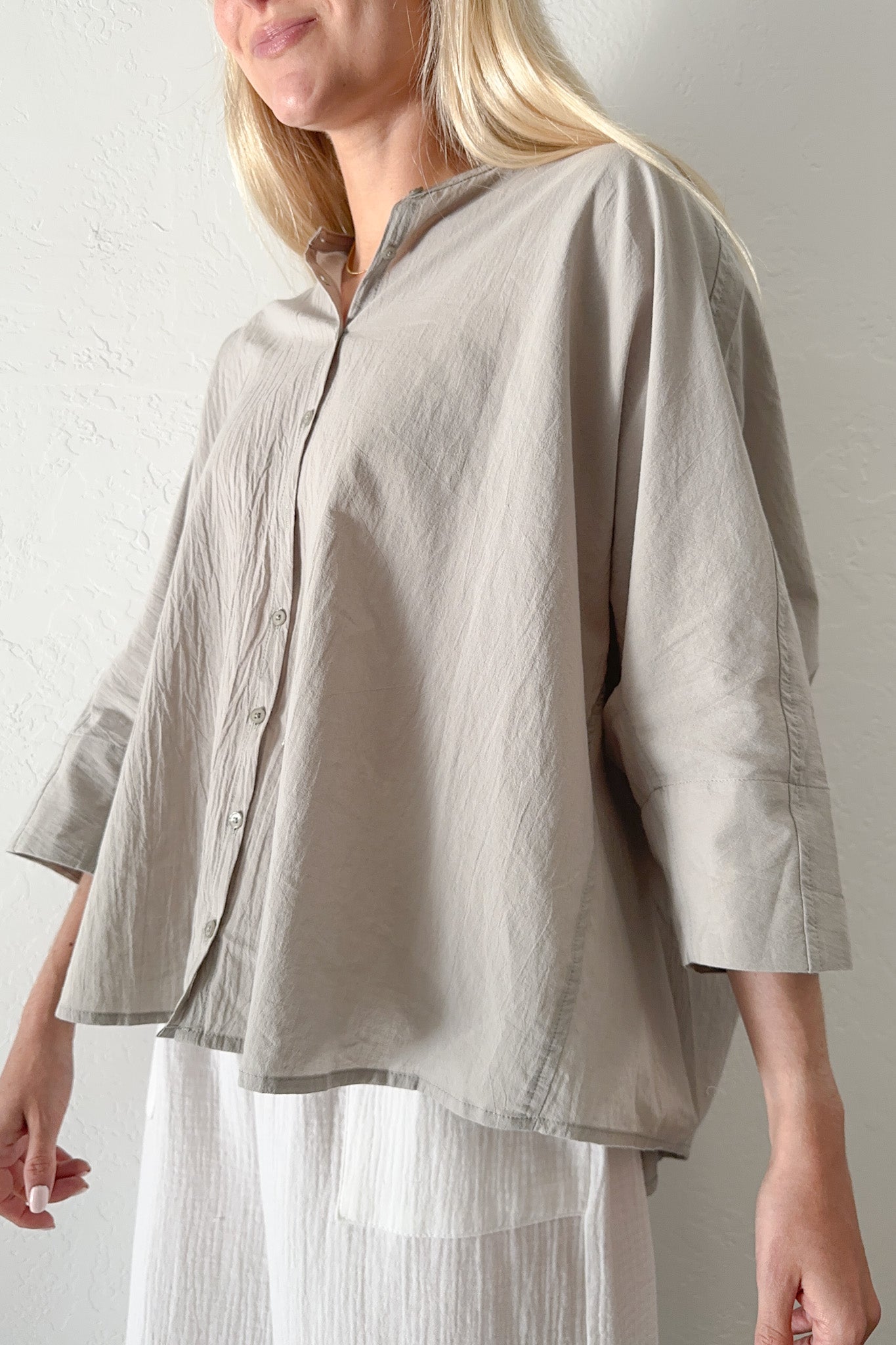 Thyme Oversized Cotton Shirt - Neutral Ground