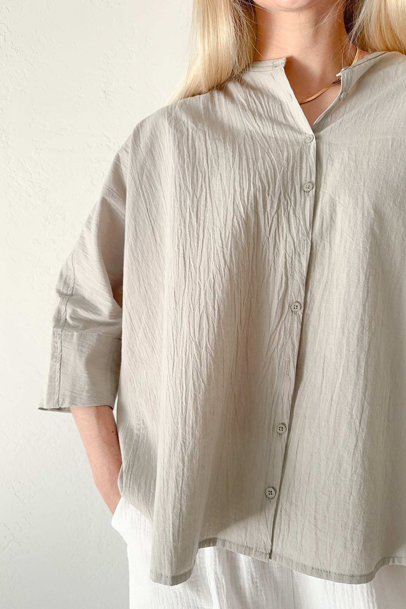Thyme Oversized Cotton Shirt - Neutral Ground
